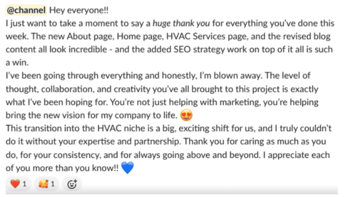 Client praise for SEO and marketing strategy