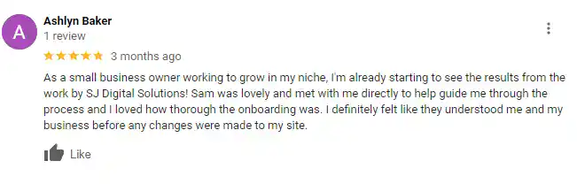 Services + Pricing Guide 14 Five-star Google review from a small business owner already seeing results